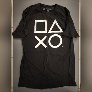 Sony PlayStation Black T-Shirt with White Symbols